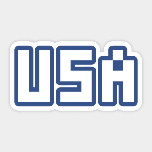 Pixel USA White Letters Blue Sticker